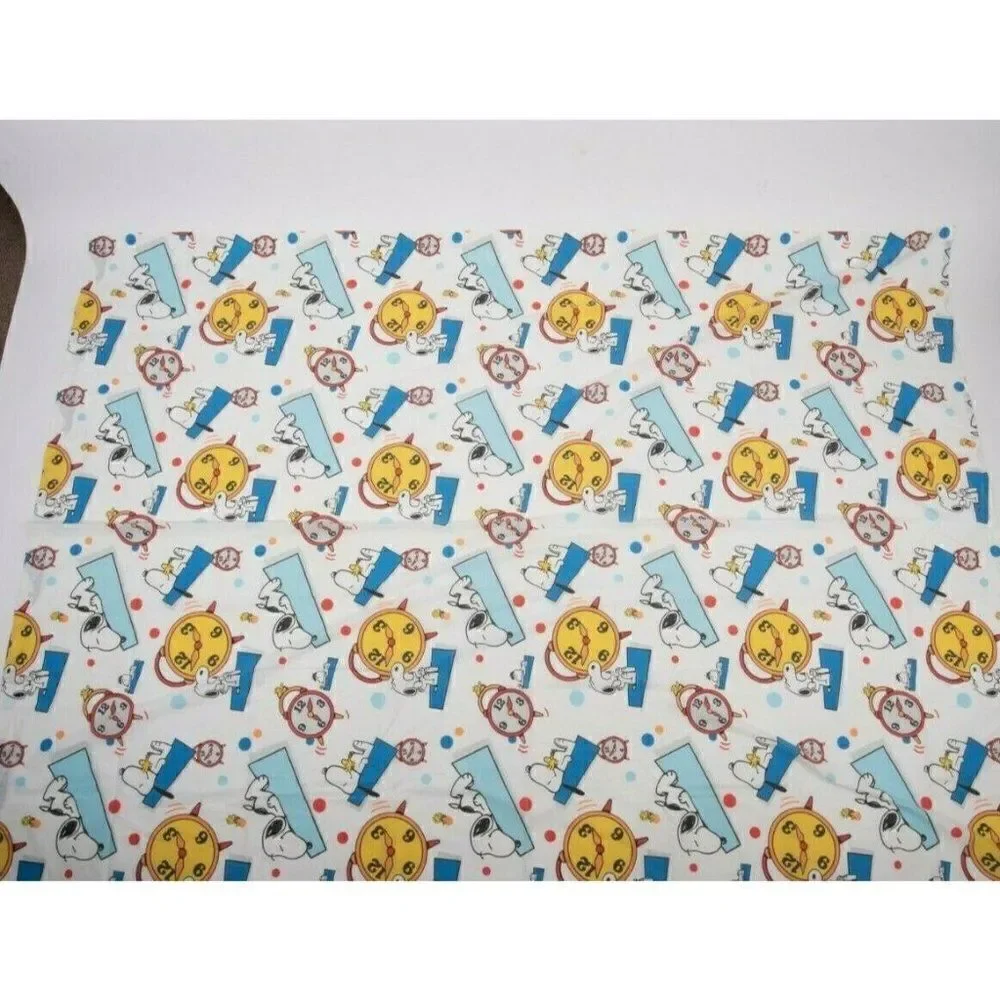 Vtg 60s Peanuts Twin Flat Sheet Snoopy Woodstock